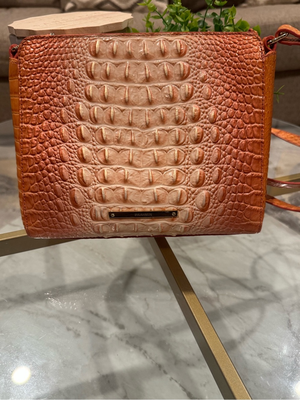 Brahmin Croc-Embossed Leather Crossbody